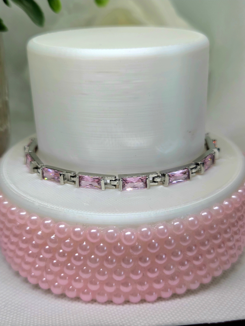 Elegant Pink Crystal Tennis Bracelet